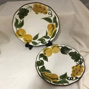 Vintage Stangl Pottery Plates: Sculpted Fruit Design, USA, Set of 2
